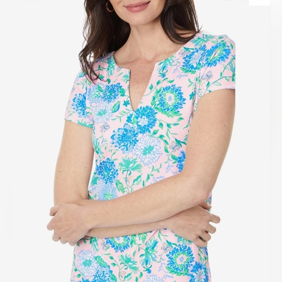 Lilly Pulitzer Women's Sophiletta Dress Cay To My Heart UPF 50+ Blue & Pink Sz M - Picture 4 of 13